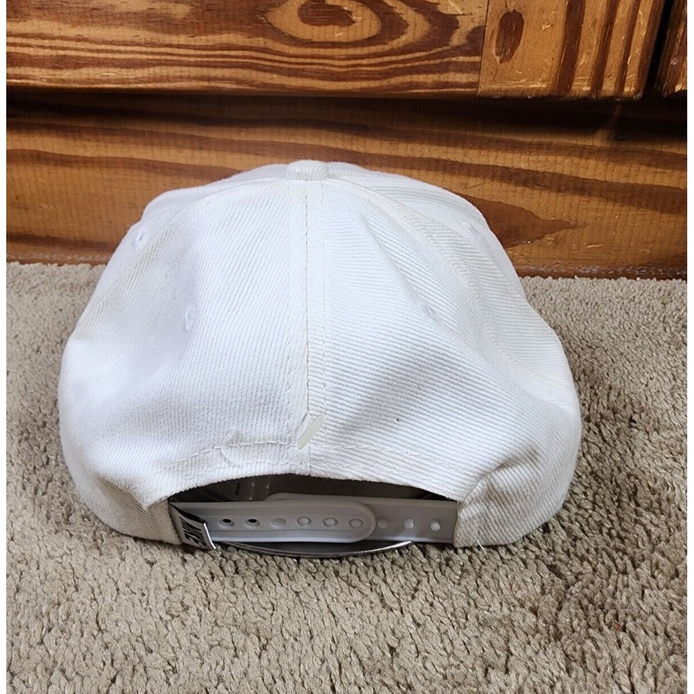 Vintage Nike Snapback Hat Center Swoosh Basketball Logo White 6 Panel 90s - Picture 4 of 8